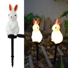 Adorables guirlandes solaires lapin pour l'extérieur, lampes à piquer pour jardin compatibles avec la décoration extérieure, guirlandes