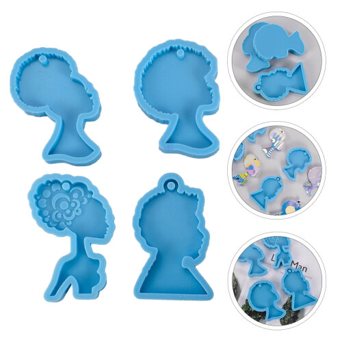 Guangmc4pcs Καλούπι Σιλικόνης Afro Γυναικείου Ρόλου για Κατασκευή Κοσμημάτων 2
