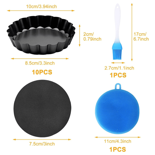 Forma para Tarte de 10 cm (4 polegadas), Antiaderente, com Fundo Removível, em Aço Carbono, Fácil de Usar e Limpar 2