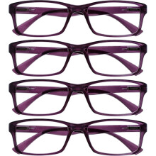 Lila Lesebrille, 4er-Pack, Designer-Stil, Damen/Herren, RRRR92-5, +1,00 Vergrößerung
