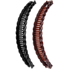 En svart og en brun lang bananklips hårspenne, dobbelpakke 15 cm hårtilbehør