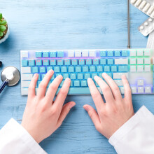 Banghong Mechanical Gaming Keyboard, LED Rainbow Backlit, 84 Keys, Compatible with PC, Notebook - Green Axis