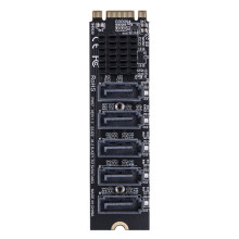 jixopn M.2 MKEY PCI-E Riser Card 5/6 Port Expansion Card M.2 To SATA 3.0 Converter NVME To SATA SATA3.0 Adapter 6Gpbs Support PM Function