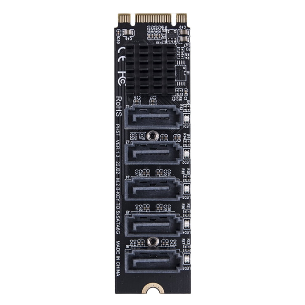 Jixopn M.2 Mkey Pci-E Riser Card 5/6 Port Expansion Card M.2 To Sata 3.0 Converter Nvme To Sata Sata3.0 Adapter 6Gpbs Support Pm Function 9083649930540