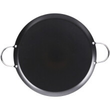 Imusa 11" Round Nonstick Carbon Steel Comal or Grill Pan with Metal Side Handles, Black