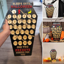 SUSUchens Halloween Countdown Calendar 31 Days Solid Wood Reusable Home Decoration Happy Halloween Advent Calendar Party Supplies Black