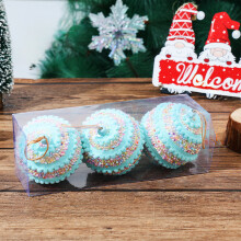 Christmas Balls Set, 3Pcs Blue 3.14" Hanging Ornament for Tree, Home Decor, Xmas Decoration