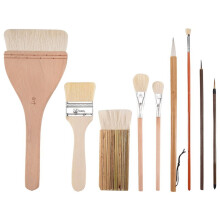 Ensemble de 9 pinceaux de différentes formes pour la peinture à glacis, adaptés à la céramique, à l'acrylique et à l'aquarelle. Idéal pour