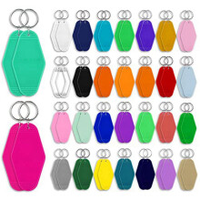 ckepdyeh 60Pcs Sublimation Keychain Blanks, Double-Sided Heat Transfer Keychains Hotel Motel Keychain Blank with Ring