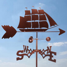 Sailboat Metal Weathervane, Durable Iron Garden Decor with 360 Rotation for Yard and Patio