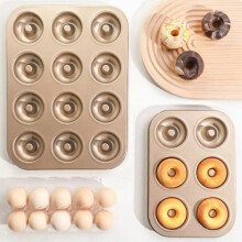 Holes Donut Cake Mold DIY Chocolate Pastry Dessert Cookie Muffin Baking Mould Handmade Utensils 12 Cup Gold