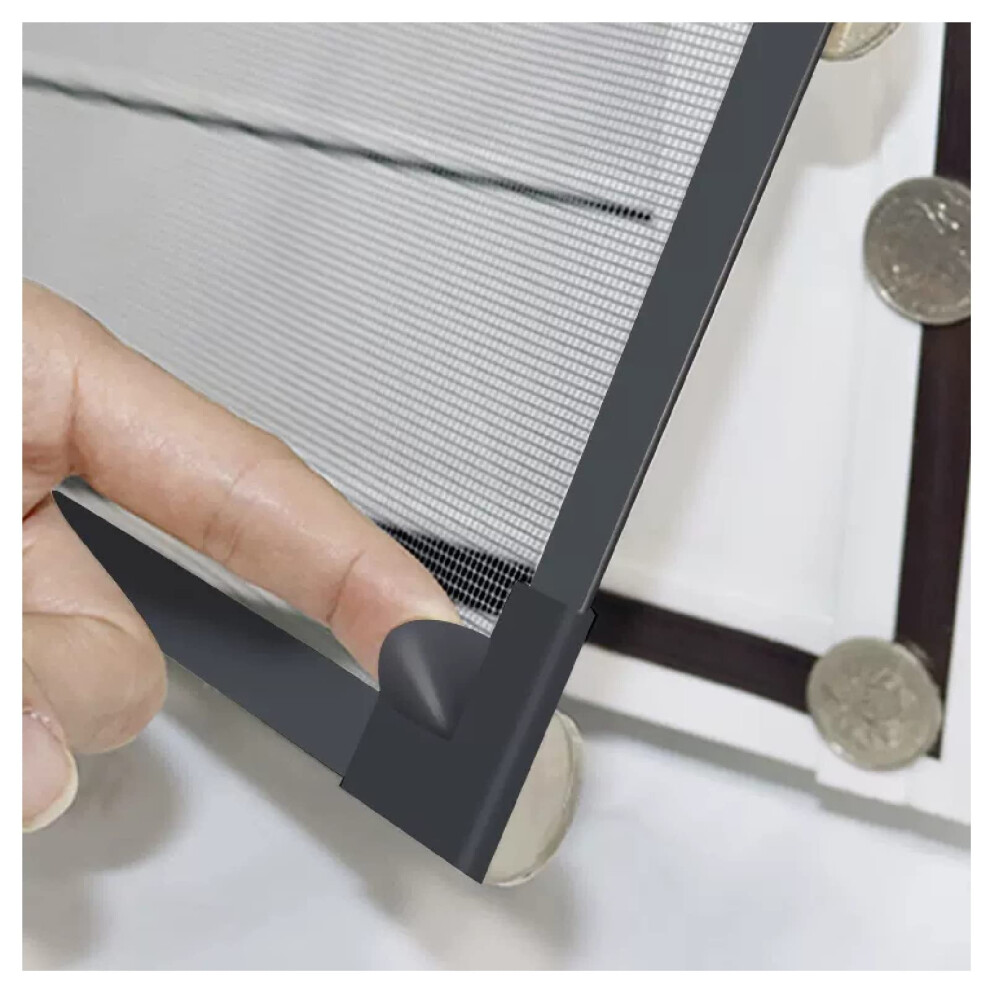 Adjustable Magnetic Window Screen With Grey Fiberglass Mesh 200X200cm For Insect Protection 9113335019676