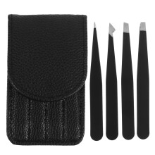 Eyebrow Tweezers Set Stainless Steel Precision Slant and Pointed Tips with Travel Case