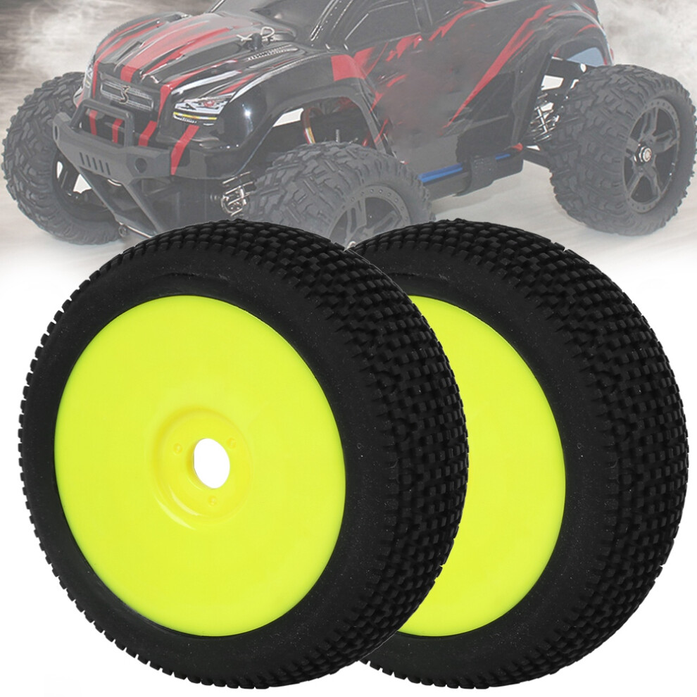 2Pcs Rubber Tires With 17Mm Hex Hub For Rc 1/8 Buggy & Crawler Trucks (Yellow) Yellow 5051382655253