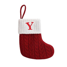Red Knit Christmas Stocking with Custom Monogram Letter for Fireplace Holiday Decor