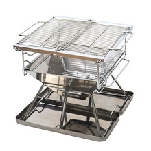 Outdoor BBQ Grill Large Folding Stainless Steel Charcoal Rack for Camping and Outdoor Cooking