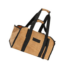 Firewood Carrier Bag Heavy Duty Canvas Log Tote Large Capacity for Camping and Home Use Khaki