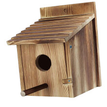 Outdoor Wooden Bird House Hanging Nest for Small Birds and Parrots, Decorative Garden Shelter