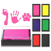 DISEN 6 Pcs Reusable Ink Pad for Baby, Footprint & Handprint Keepsake, Non-Toxic, Acid-Free, Easy Wash, Compatible with Scrapbooking Kits