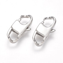 1 fermoir mousqueton en acier inoxydable 304, couleur acier inoxydable, dimensions : 17 x 8 x 4 mm, trou : 4 x 4,5 mm