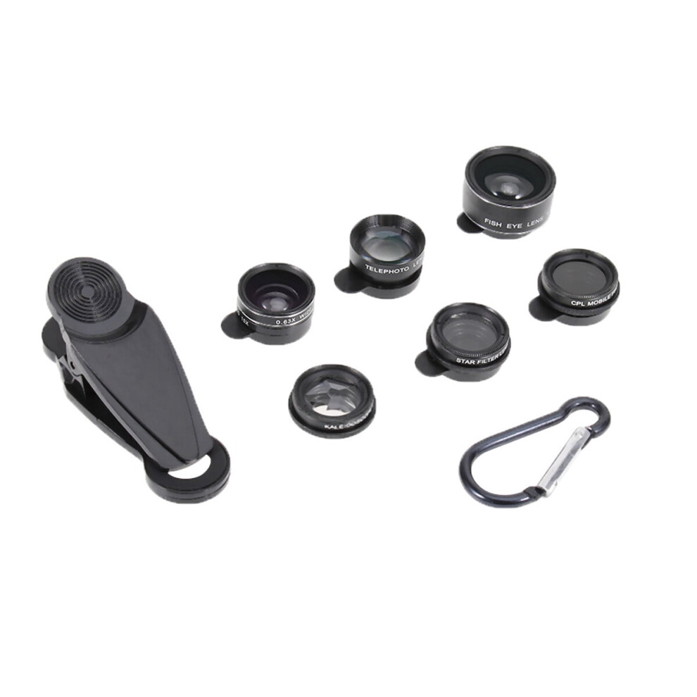 8X And 7 In 1 Telephoto Lens Wide Angle Macro Fisheye Mobile Phone Lens Set Universal External Lens Set 9395123860558