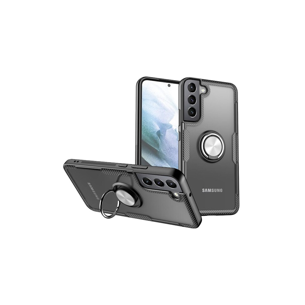 Compatible With Samsung Galaxy S22 5G Hybrid Case With Finger Ring - Silver/ Black 9395123861739