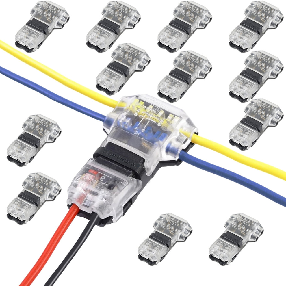 12Pcs T Tap Wire Connector 3 Way Splice 18 Awg 2 Pin No Strip Auto Connector Compatible With Vehicle Audio Video Wiring 9395123862347