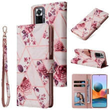 Étui portefeuille tendance à paillettes rose à 4 compartiments pour Redmi Note10 Pro