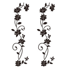 4 stuks muurtattoo met bloemranken, zwarte bloemen, hibiscus muursticker, muurdecoratie, bloemranksticker, muursticker achtergrond