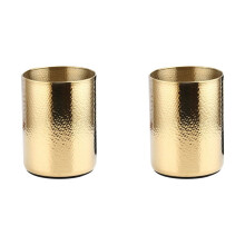2x Champagnerkühler aus Edelstahl, gehämmert, Eiskübel für Zuhause, Weinkühler, KTV-Weinkühler, quadratischer Eiskübel, Bierkühler, Gold