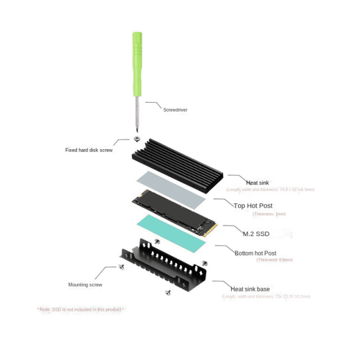 M.2 2280NVMe koelblok M.2SSD koelpad zwart 1