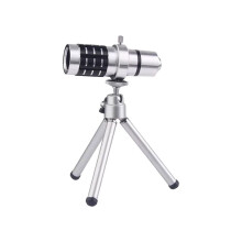 12X Mobile Phone Camera Lens Kit 12 Times Zoom Smartphone Lens Long Focus Monocular Telescope Lens with Mini Tripod for Phone (Silver)