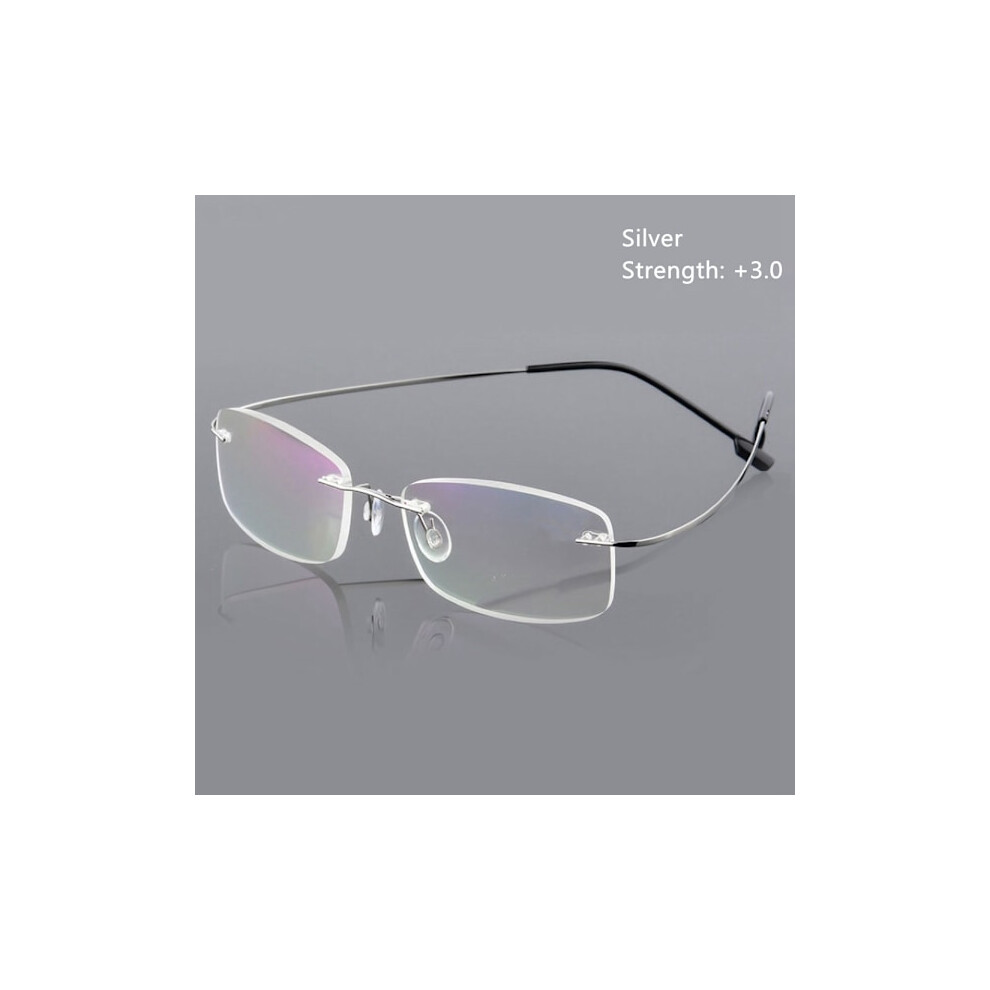 Reading Glasses With Memory Titanium Strength-300 Strength-300 Silver 9395123953694