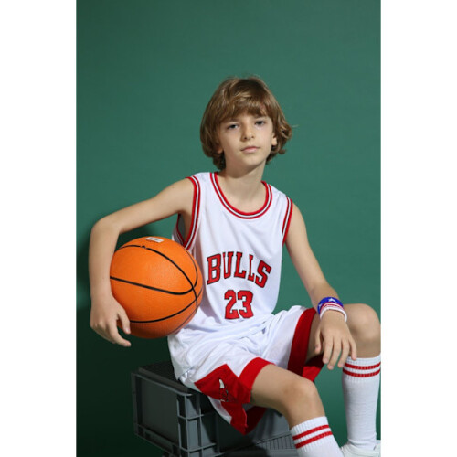 (Ειδική Προσφορά) Michael Jordan #23Σετ Μπάσκετ Chicago Bulls Παιδική Στολή Μπάσκετ Λευκό - Perfect 2