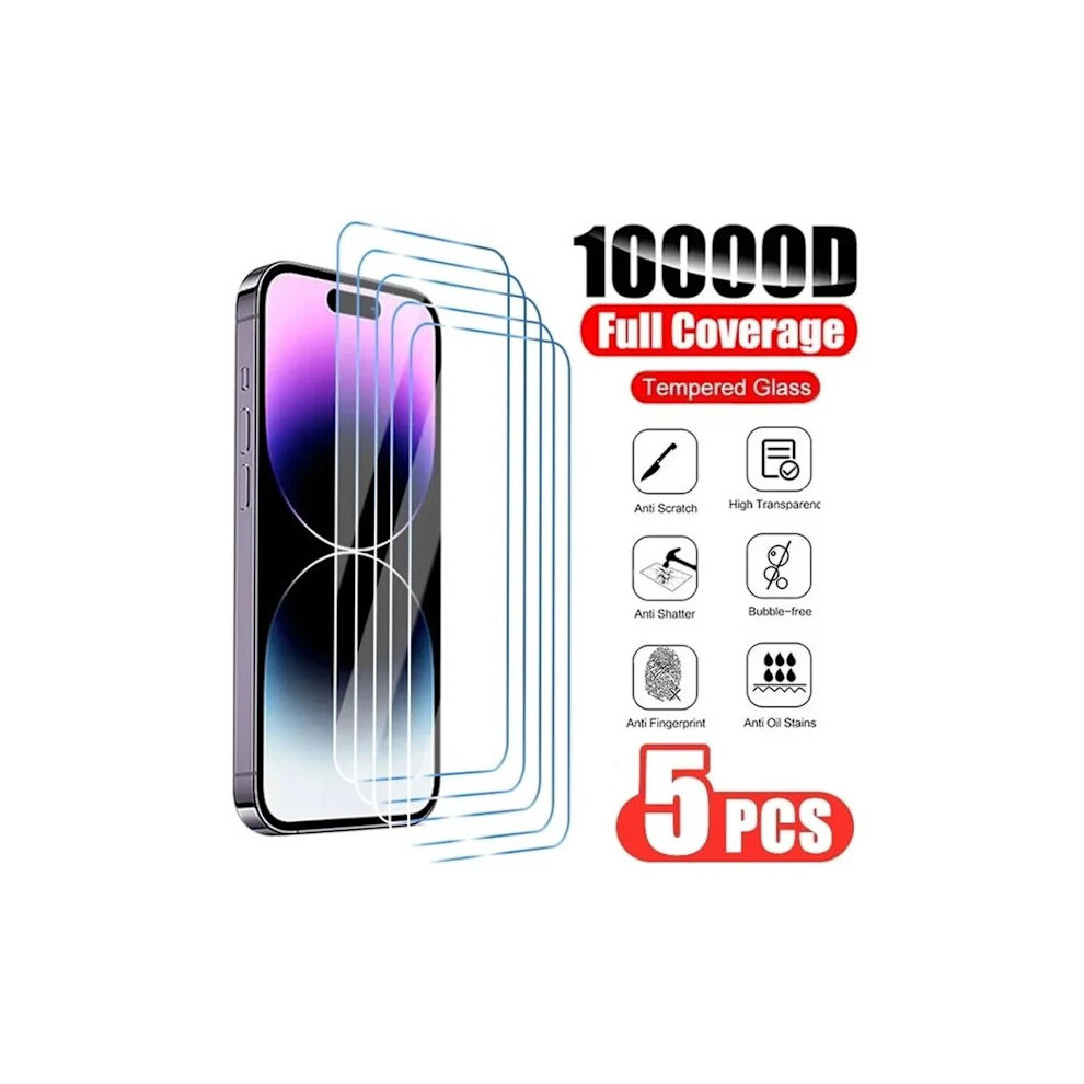 5-Pack Compatible With Iphone 15 Plus Full Coverage Tempered Glass Screen Protector Hd Transparent 9395123955155