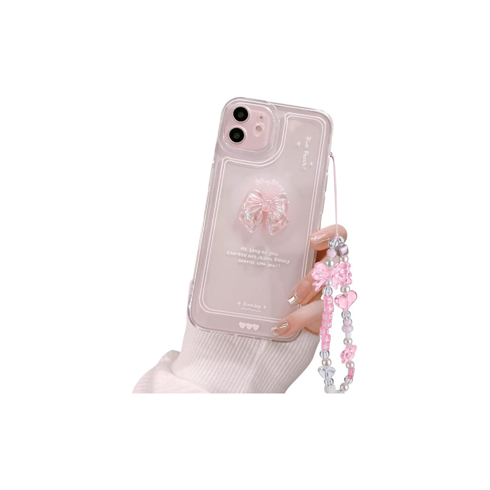 Compatible With Iphone Case, Cute 3D Bowknot Transparent Glitter Slim Aesthetic Design For Women Girls - Compatible With Iphone 11 Pink 9395123955421