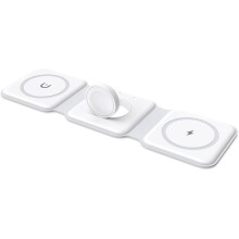 Chargeur sans fil MagSafe pliable 3 en 1 pour téléphone, montre et écouteurs (blanc)