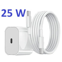 Chargeur rapide 25 W compatible avec iPhone 15 et 16, avec câble de 2 m.