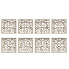 8x Gummibaumholz-Aufkleber mit geschnitzten Blumenmotiven, Bastel-Applikationen, Möbel-DIY-Dekoration, Größe: 20 x 20 cm