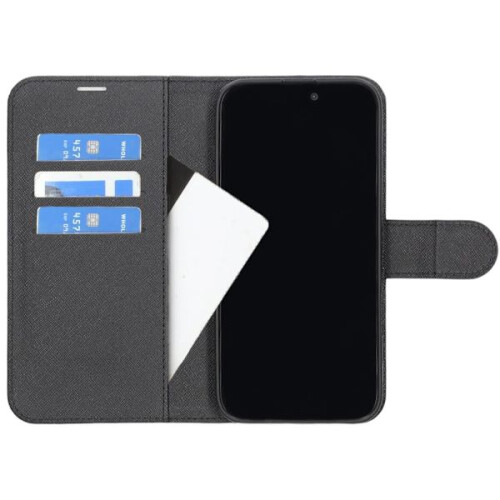 Étui portefeuille avec support compatible avec iPhone 16 Pro - Noir 1