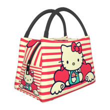Söpö sarjakuvamainen lounaskassi Hello Kitty -eväsrasia, uudelleenkäytettävä eristetty lounaskassi toimistotyöhön, piknikille, vaellukseen -