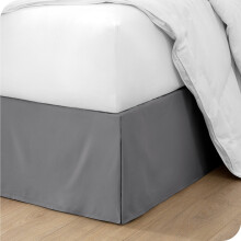 Bare Home Plissierter Bettrock – 38 cm (15 Zoll) langer, maßgeschneiderter Fall, einfache Passform, Grau, Einzelbett XL
