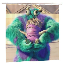 Cortina de ducha impermeable de poliéster con diseño de Monsters Inc., decoración para baño, kit de cortina de ducha con ganchos, 72 x 72