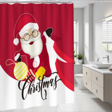 Cortina de ducha navideña Antqov, impermeable, con estampados festivos, lavable, de poliéster, para la decoración del baño.