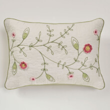 Cuscino rettangolare in cotone naturale con motivo floreale all'uncinetto, 14x20 pollici.