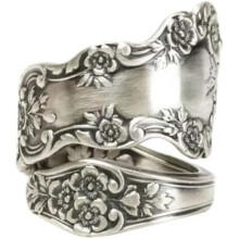 Verstelbare ring met gelaagde schakels van 925 sterling zilver, feestelijke ringen voor dames (lepel)