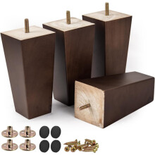 15 cm möbelben i massivt trä, 4 st. Mid-Century Modern träpyramidben, reservsofffötter med M8-gänga, 15 cm