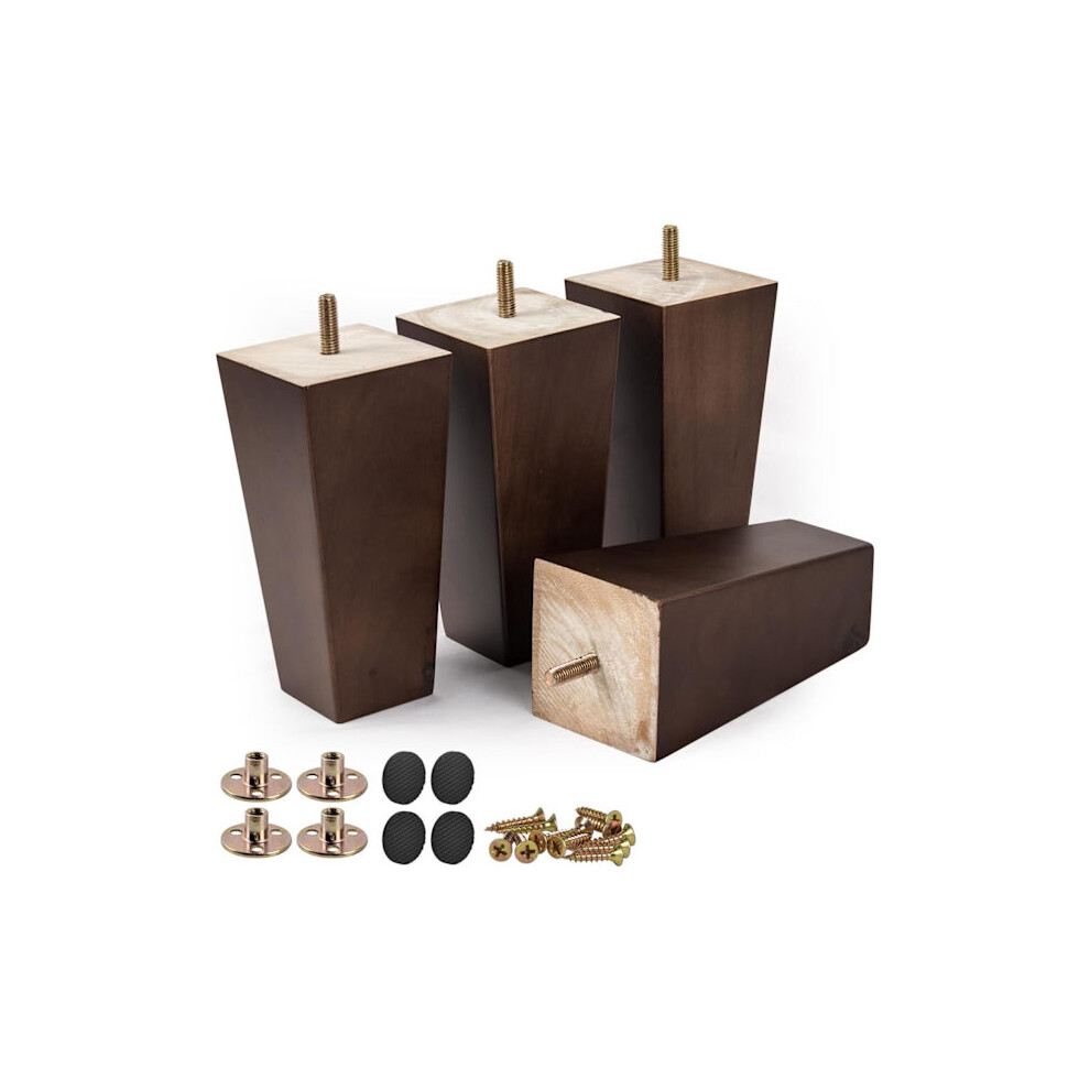 15 Cm Solid Wood Furniture Legs, 4 Pcs. Mid-Century Modern Wooden Pyramid Legs, Replacement Sofa Feet With M8 Thread, 15 Cm 15Cm 9395123075396