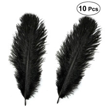 Linaichen Ostrich feathers 10pcs Artificial Decoration 30-35cm Home Wedding Xmas Party Black