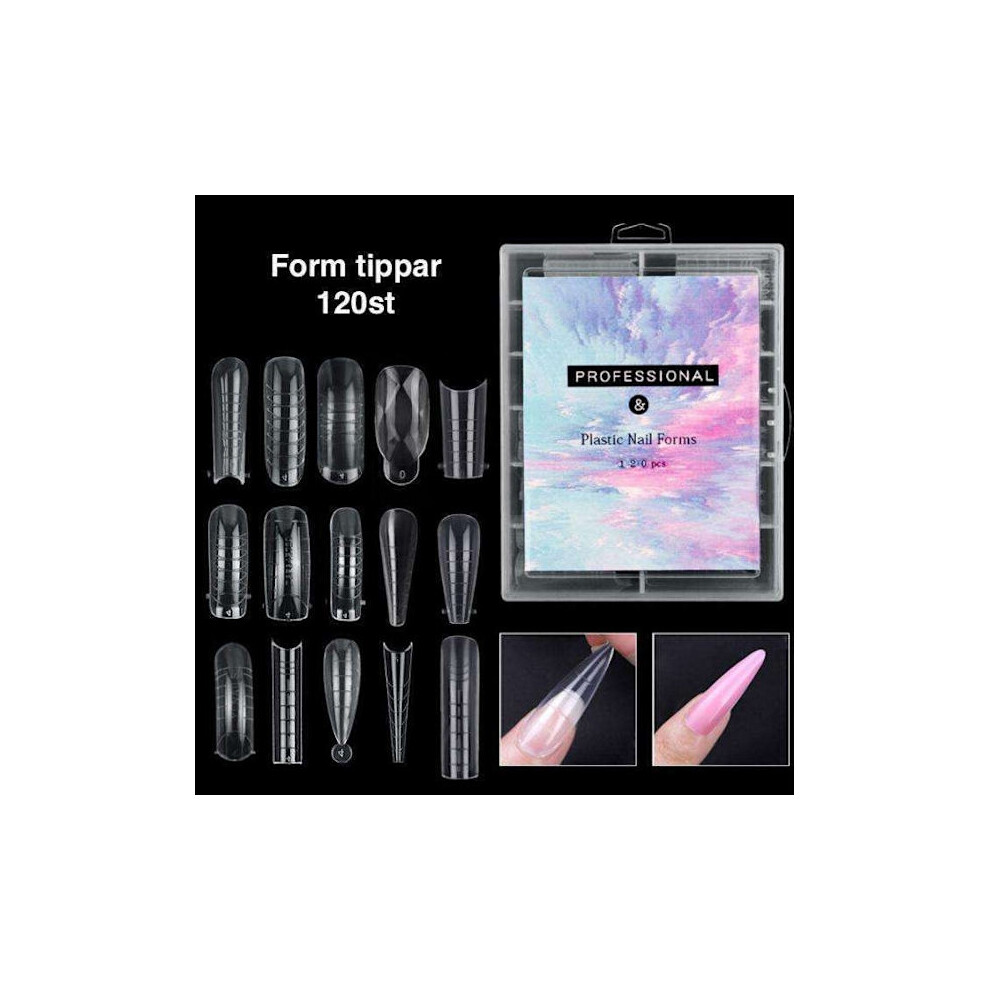 120pcs nail form for polygel - Acrylic nails - Nail tips Transparent No. - 13
